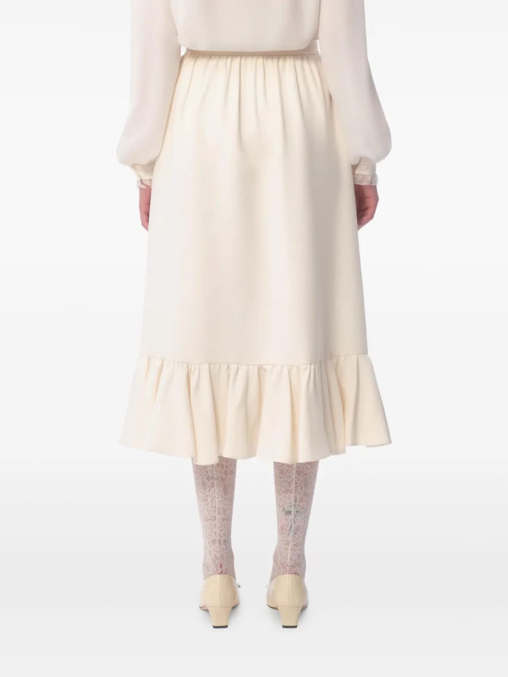 crepe midi skirt