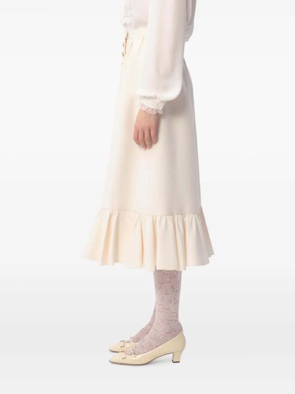 crepe midi skirt