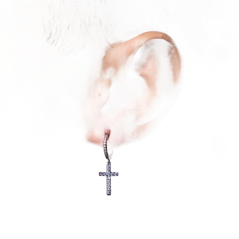 Diamond Cross Earring
