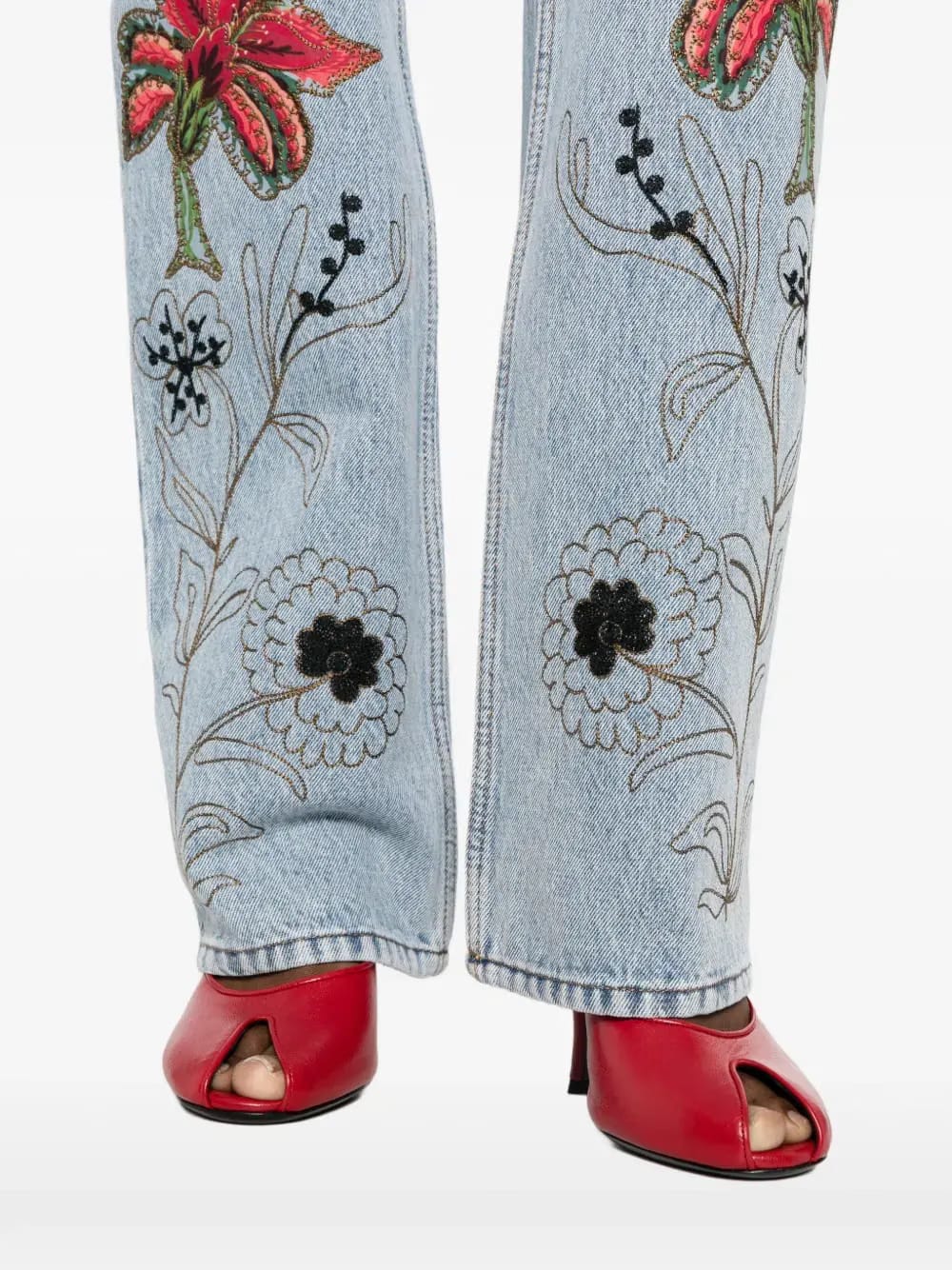 floral-embroidery jeans