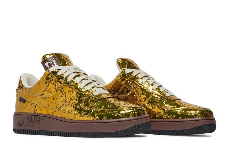 Louis Vuitton x Nike Air Force 1 By Virgil Abloh Metallic Gold