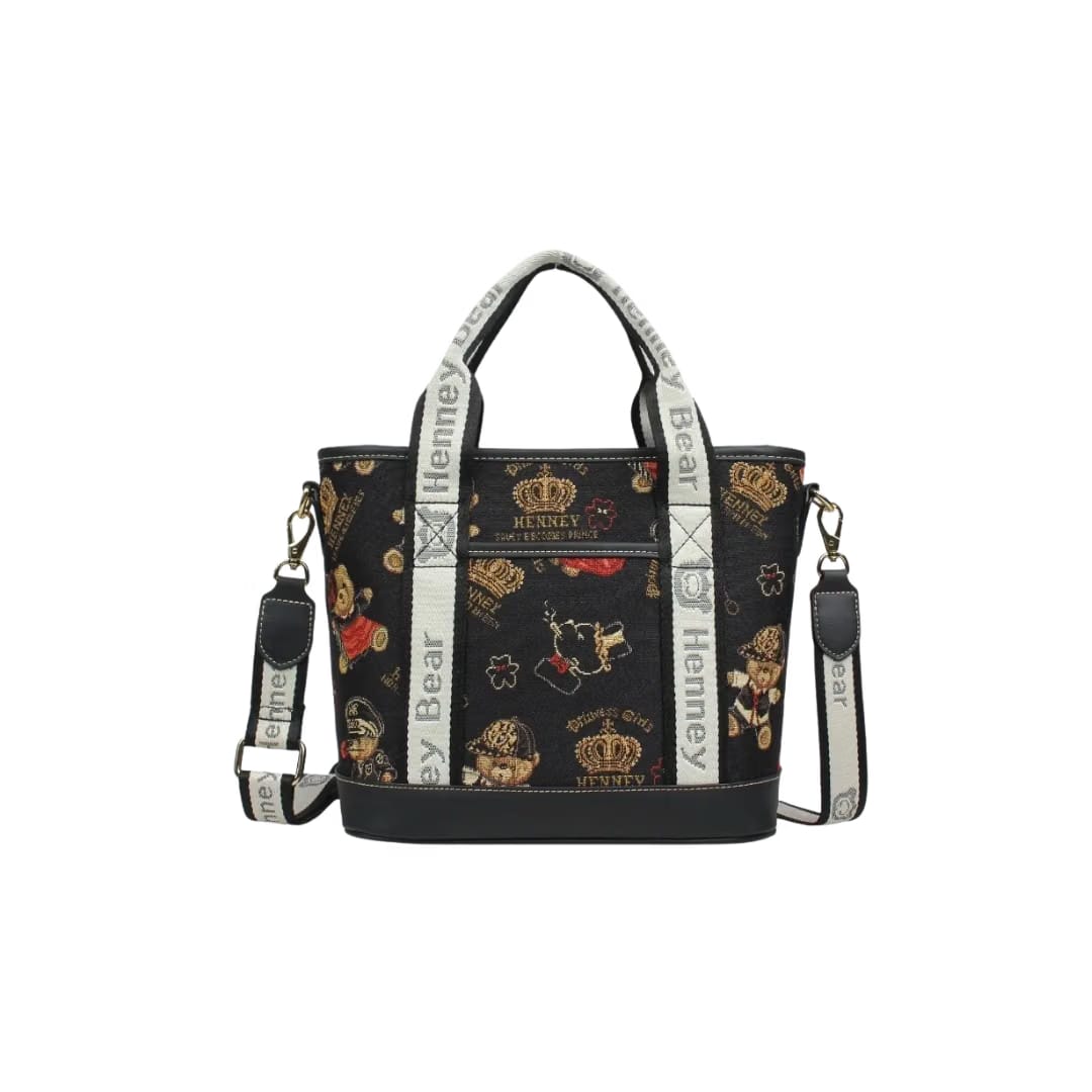 Crown Bear Top Handle Bag (H-1140-SB-CRB)
