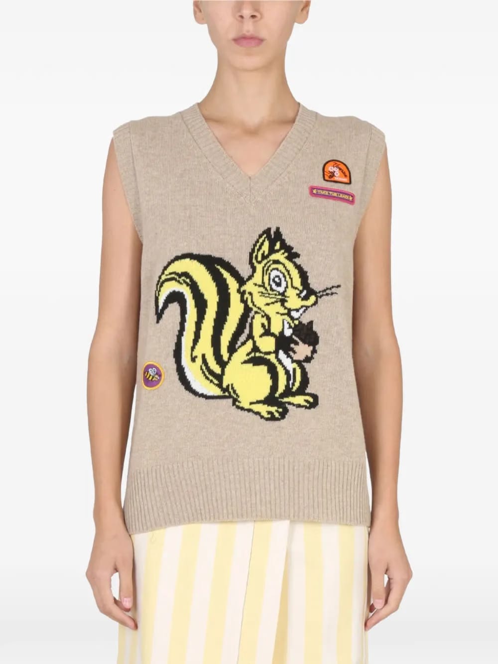 squirrel-print knit vest