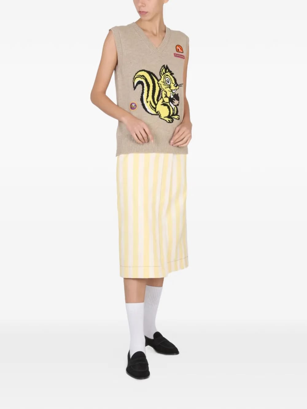 squirrel-print knit vest