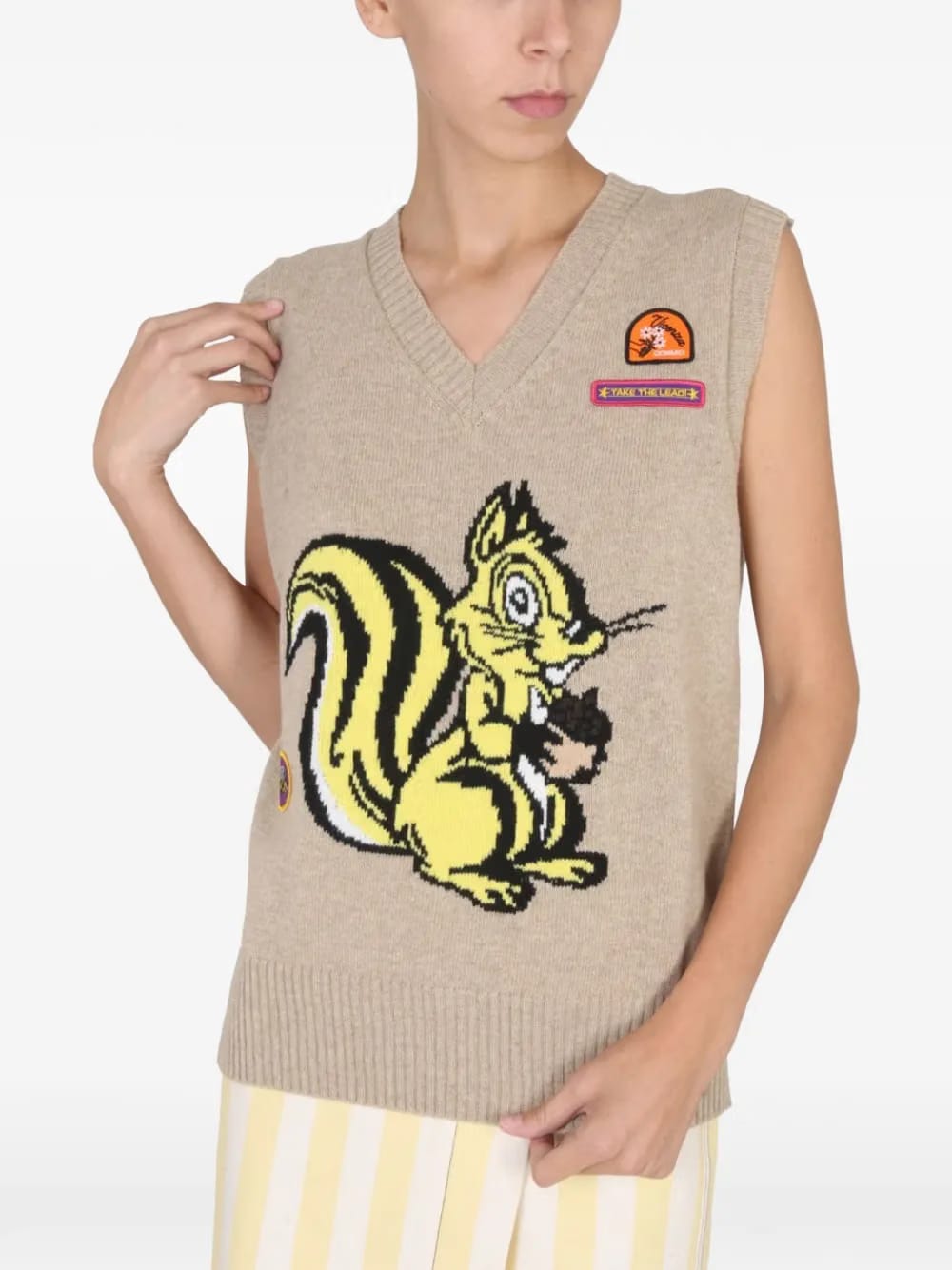squirrel-print knit vest