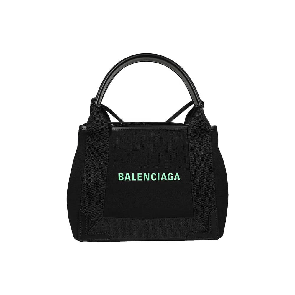 Balenciaga Cabas XS Handbag Black/Fluorescent Green