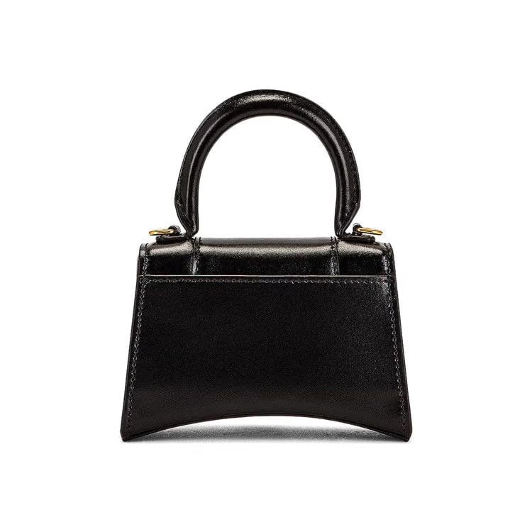 Balenciaga Hourglass Top Handle Mini Handbag With Chain Black