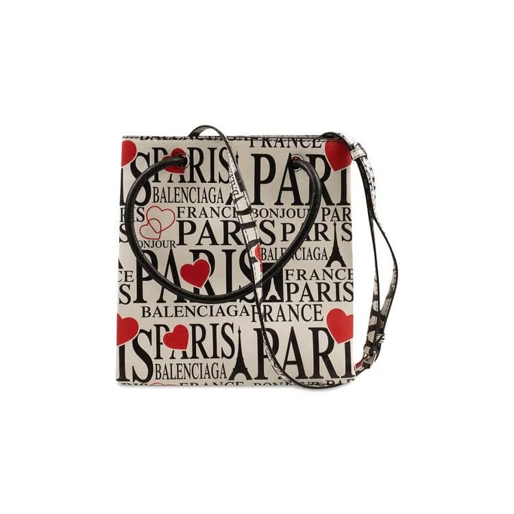 Balenciaga Paris Bonjour Shopping Tote Bag White