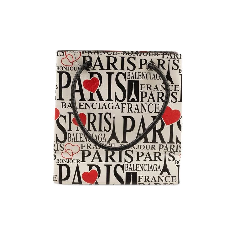 Balenciaga Paris Bonjour Shopping Tote Bag White