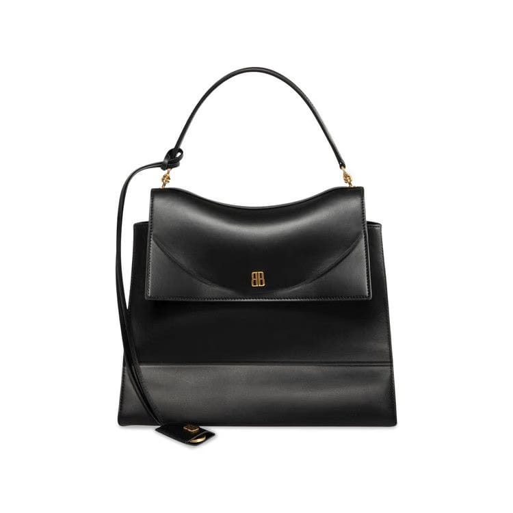 Balenciaga Nano Flap Leather Top Handle Bag Black