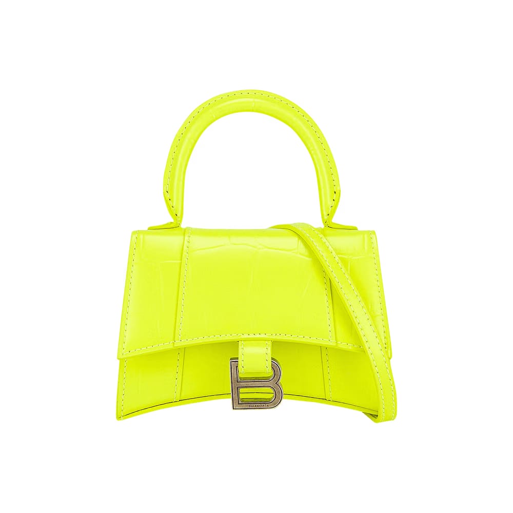 Balenciaga Mini Hourglass Strap Bag Fluorescent Yellow