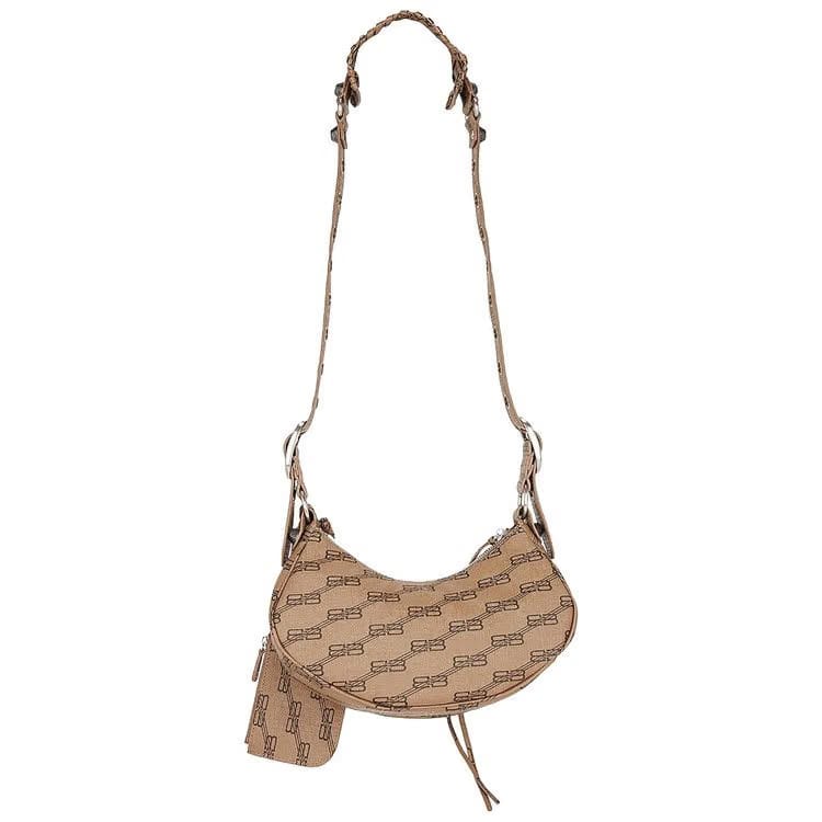 Balenciaga Monogram Le Cagole Shoulder Bag Beige