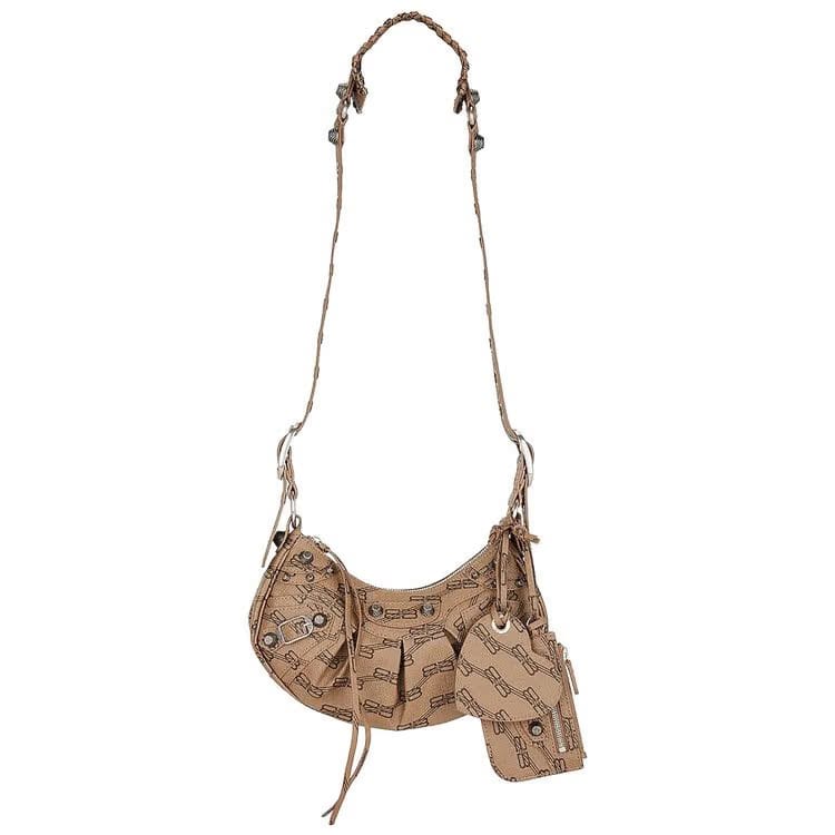 Balenciaga Monogram Le Cagole Shoulder Bag Beige