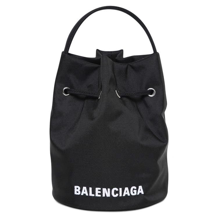 Balenciaga Wheel Drawstring XS Bucket Bag Black/White