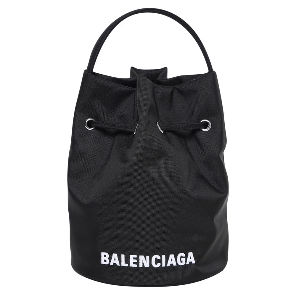 Balenciaga Wheel Drawstring XS Bucket Bag Black/White