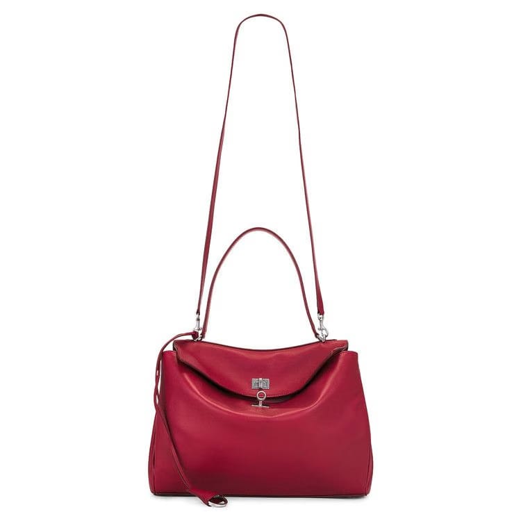 Balenciaga Rodeo Leather Shoulder Bag Cherry Red