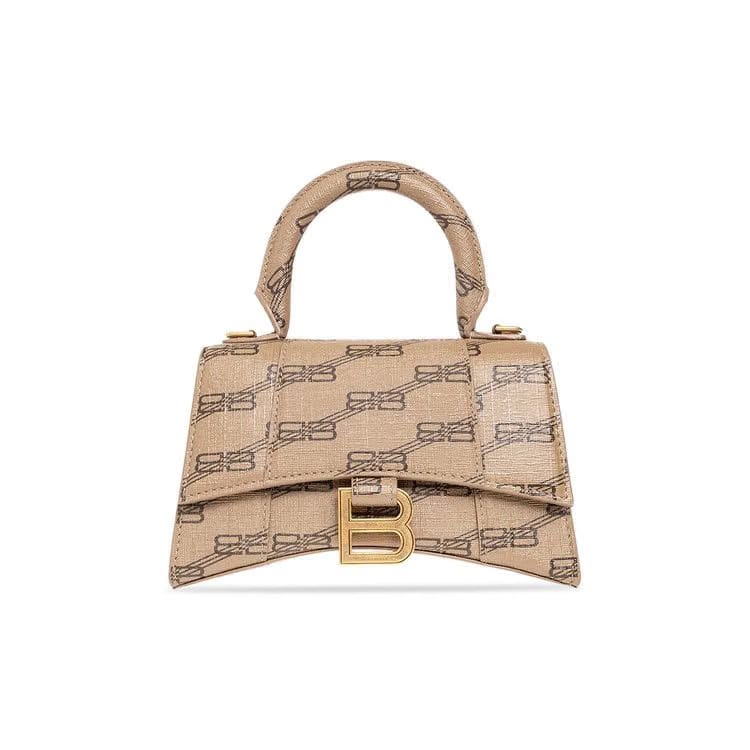 Balenciaga Hourglass XS Shoulder Bag Beige/Brown
