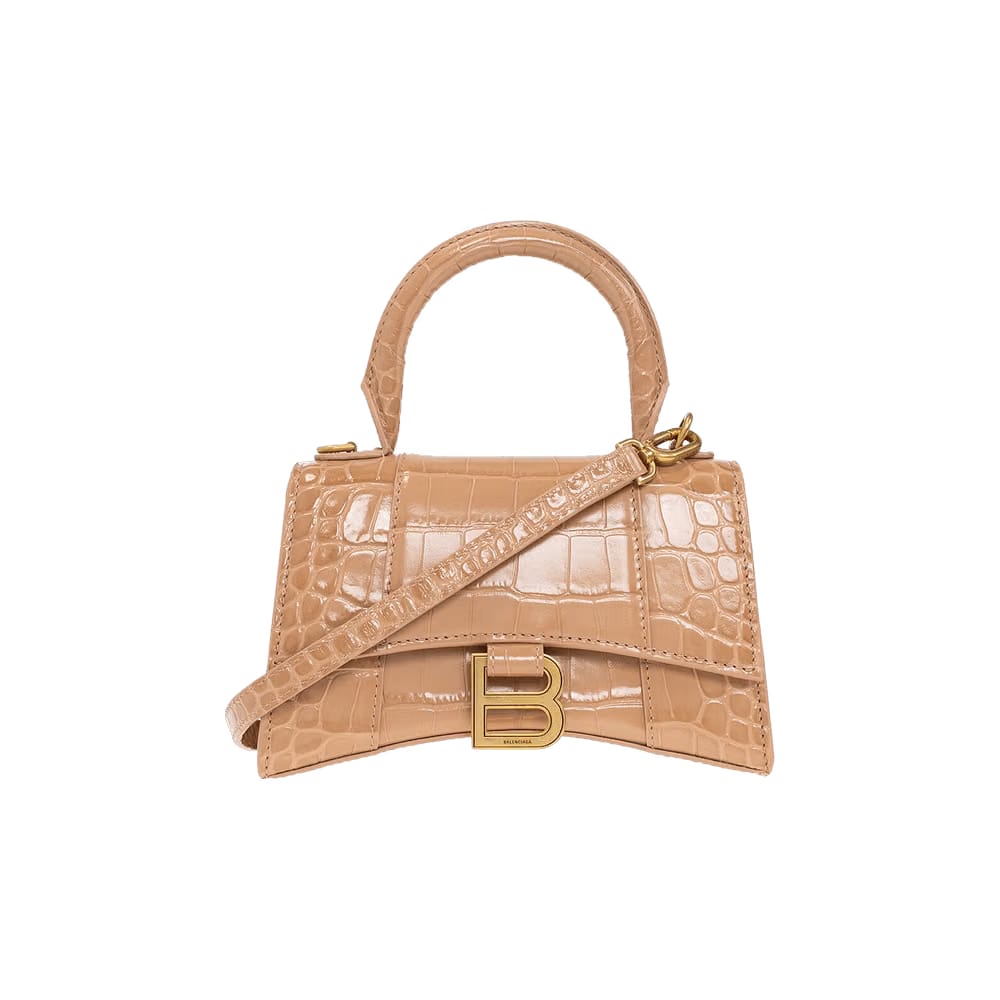 Balenciaga XS Hourglass Shoulder Bag Nude/Beige