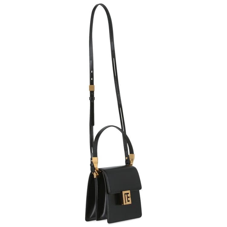 Balmain Ely Leather Shoulder Bag Black