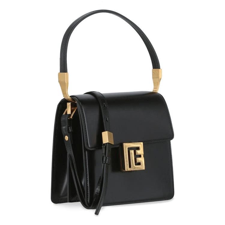 Balmain Ely Leather Shoulder Bag Black