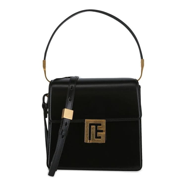 Balmain Ely Leather Shoulder Bag Black