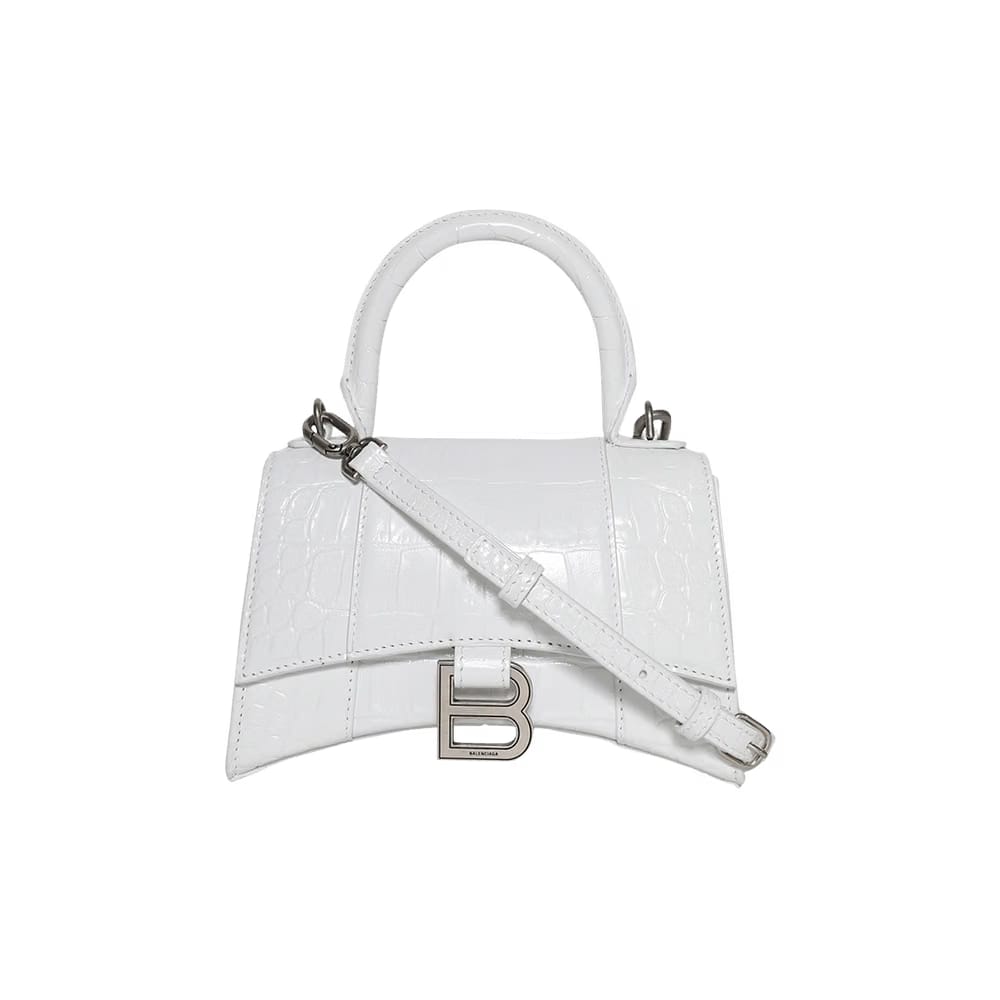 Balenciaga Hourglass Top Handle Optic White