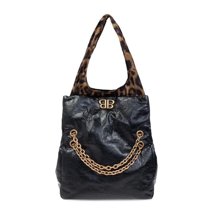 Balenciaga Monaco Chain Bag Black/Leopard