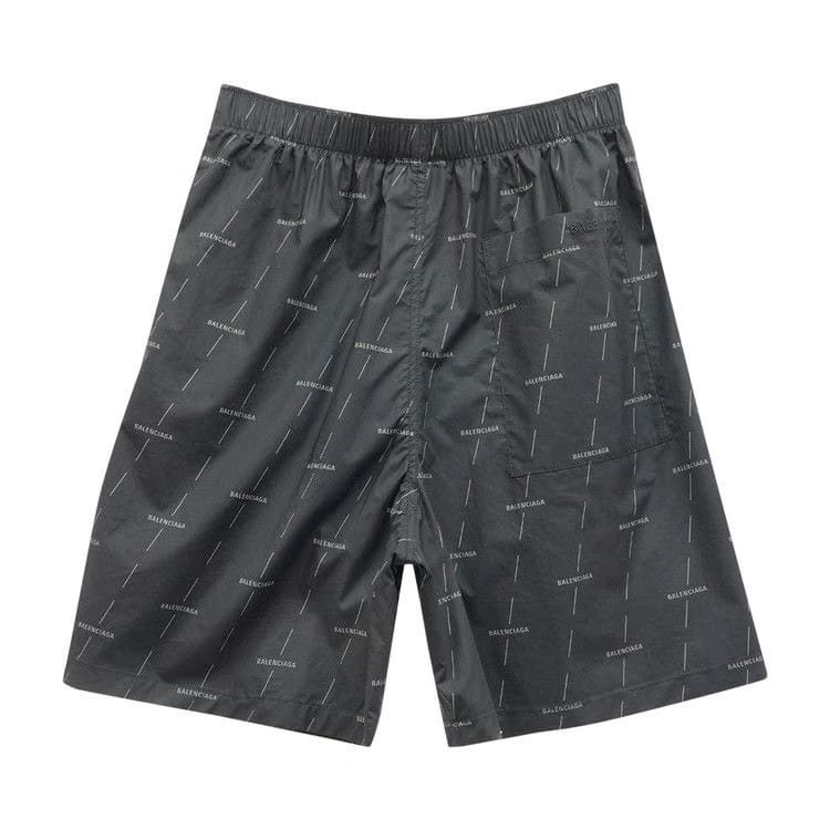 Balenciaga All Over Logo Bermuda Shorts Black/Grey