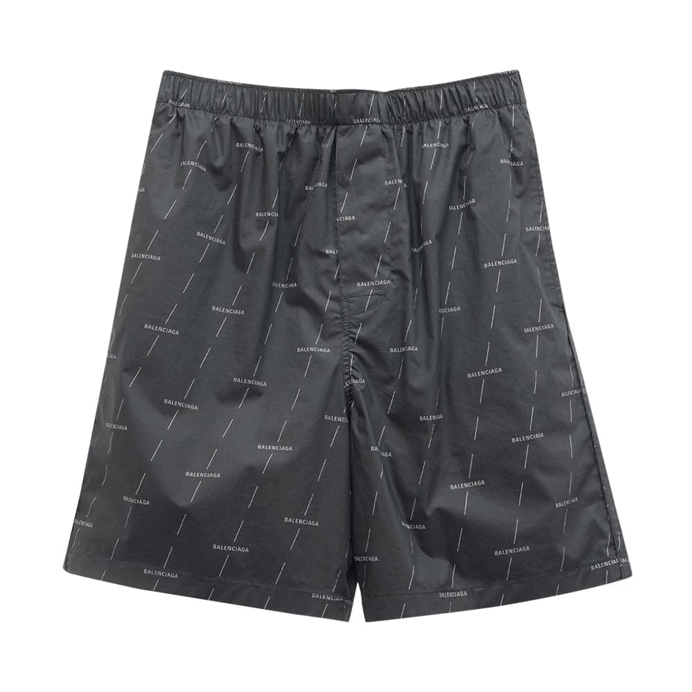 Balenciaga All Over Logo Bermuda Shorts Black/Grey
