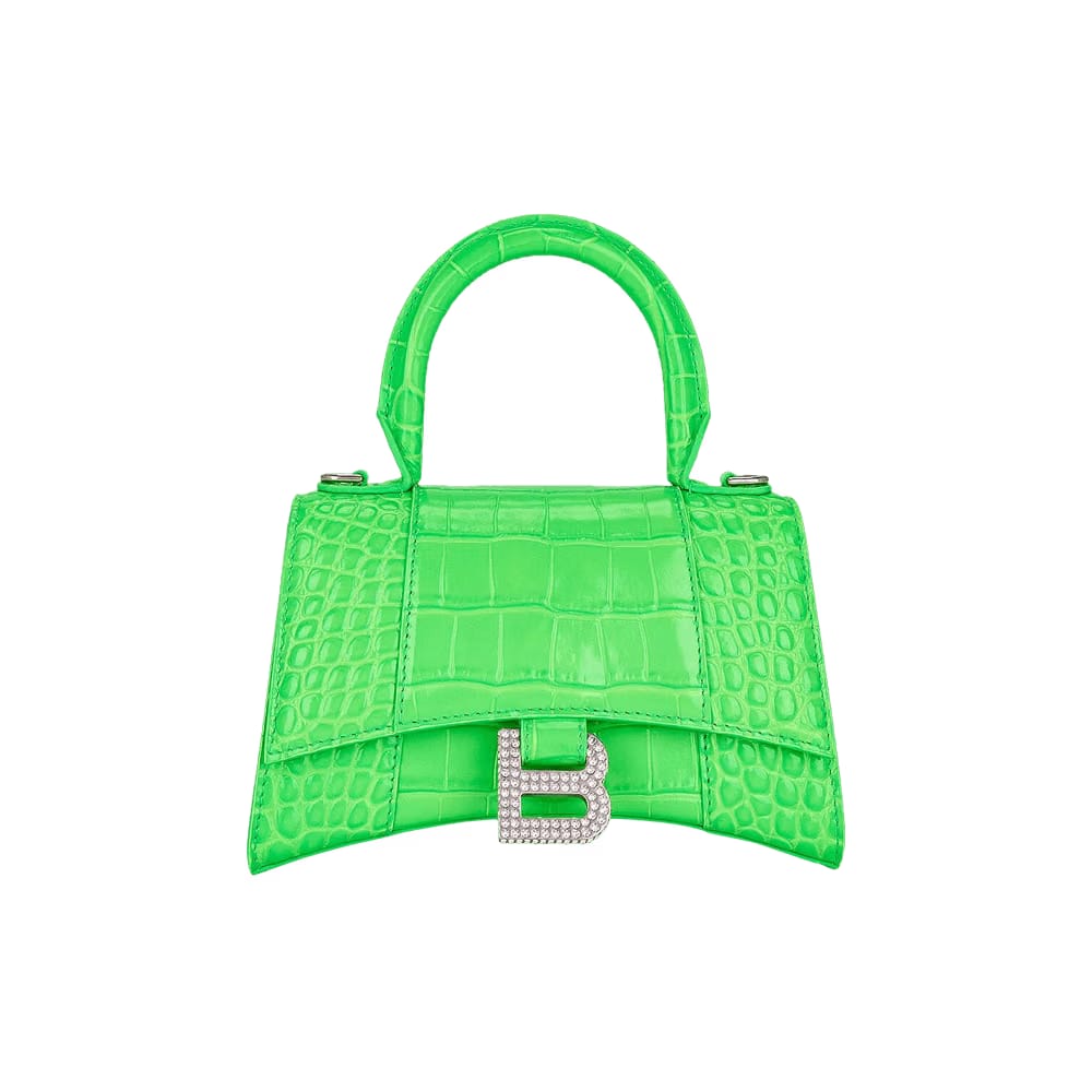 Balenciaga XS Hourglass Top Handle Bag Fluo Green