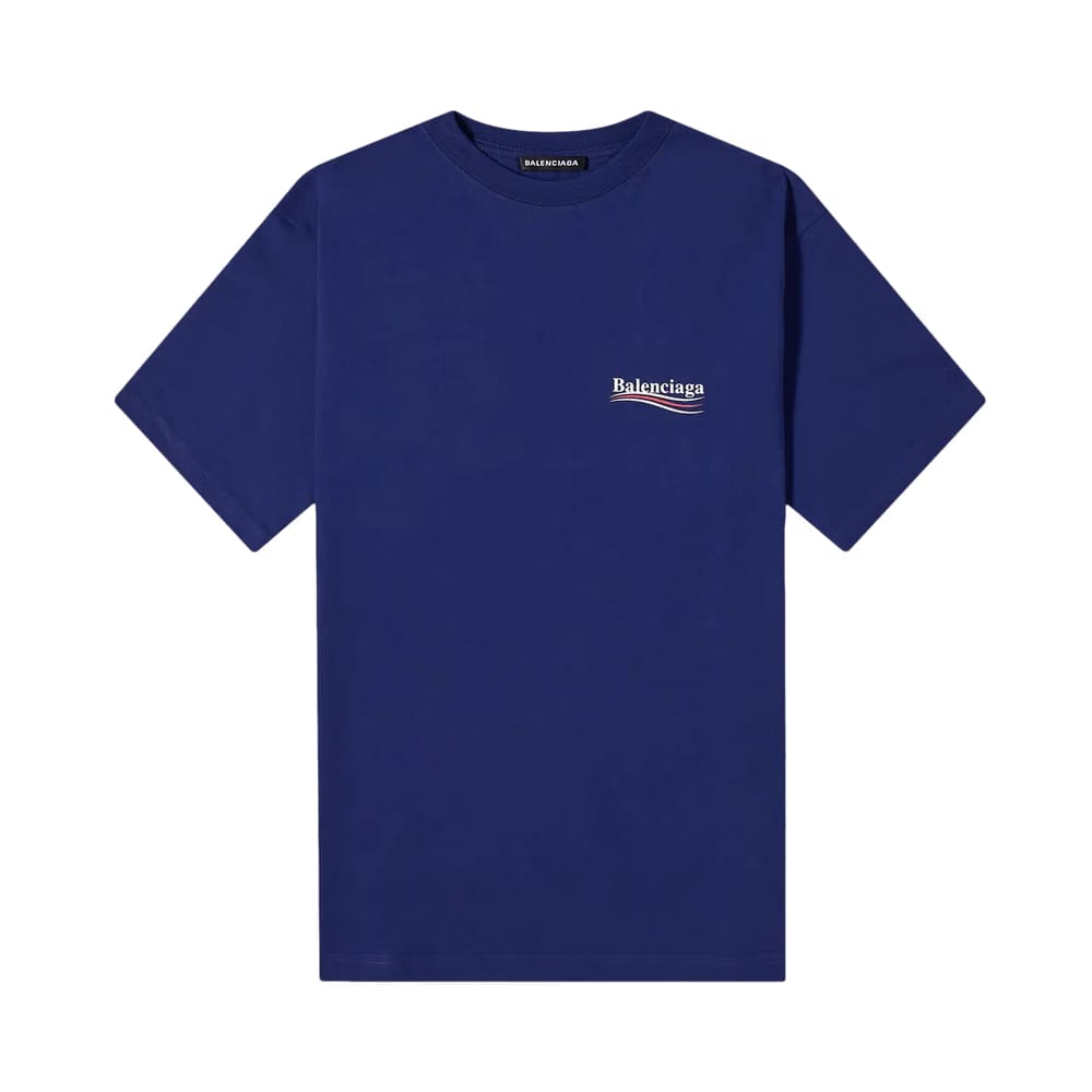 Balenciaga Logo Print T-Shirt Pacific Blue/White