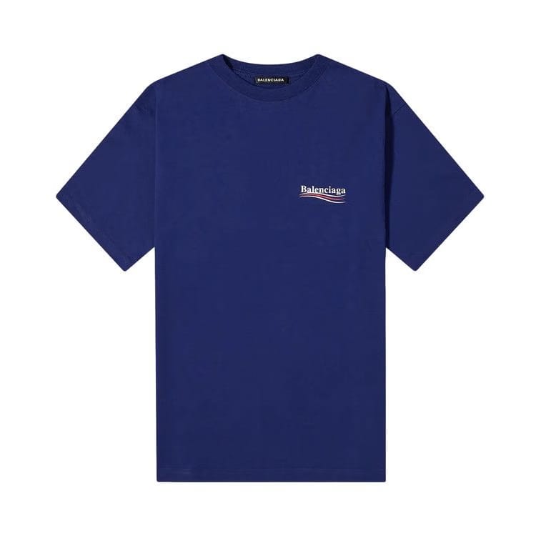 Balenciaga Logo Print T-Shirt Pacific Blue/White