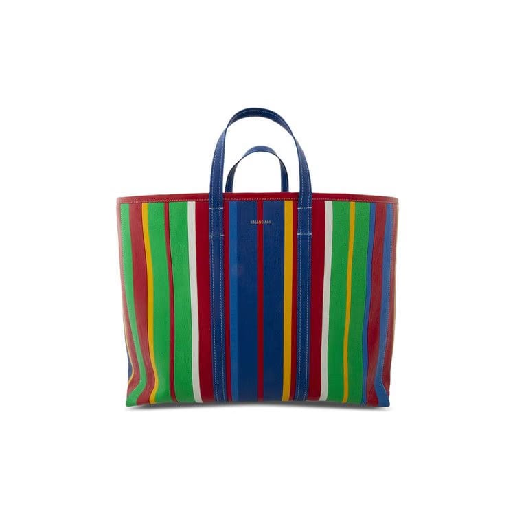 Balenciaga Barbes East-West Shop Striped Tote Bag Royal Blue/Multicolor