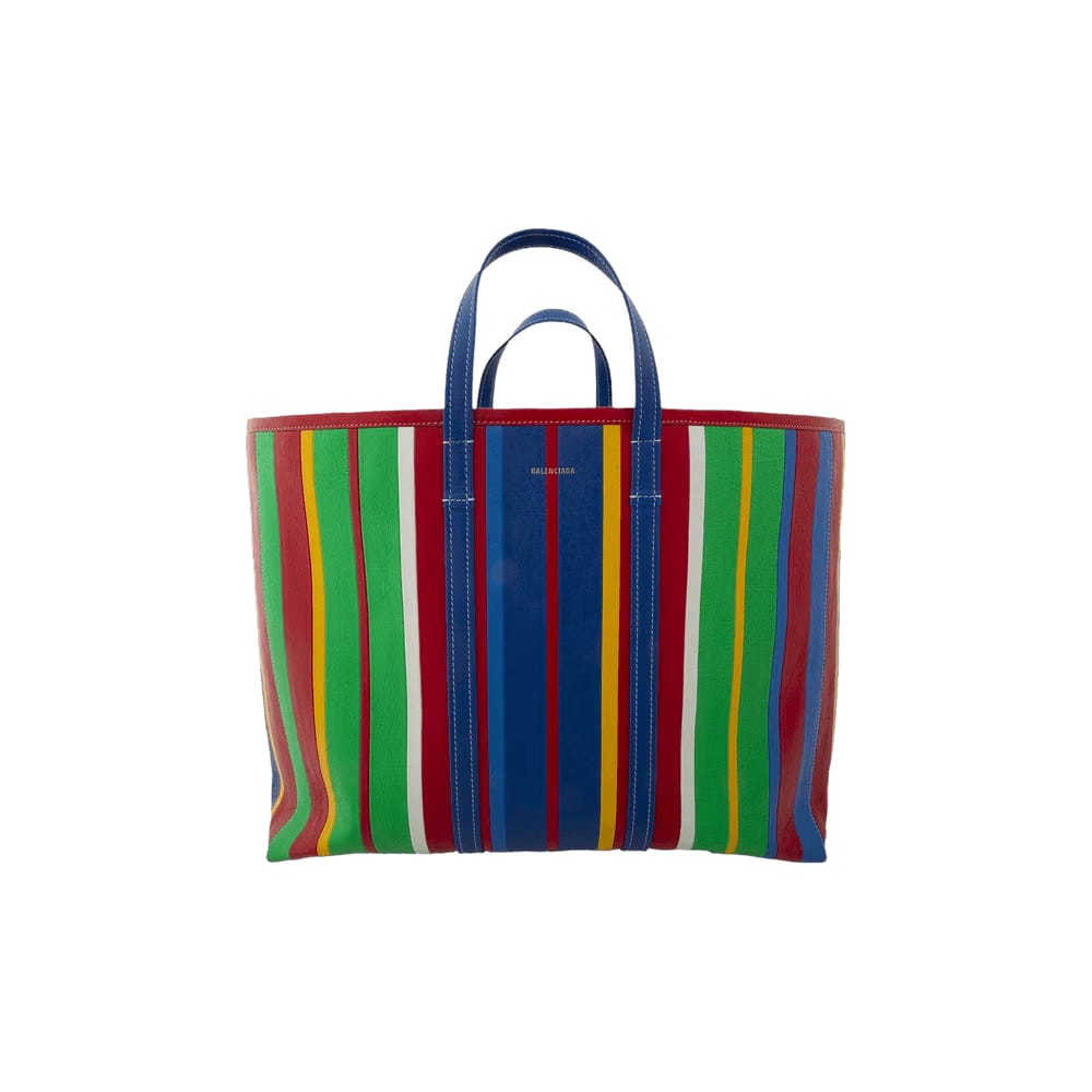 Balenciaga Barbes East-West Shop Striped Tote Bag Royal Blue/Multicolor
