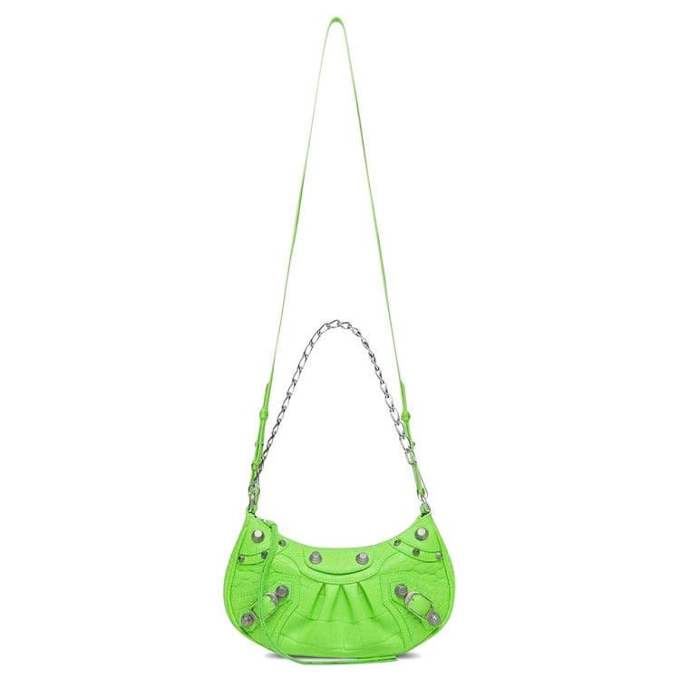 Balenciaga Le Cagole Mini Purse With Chain Acid Green