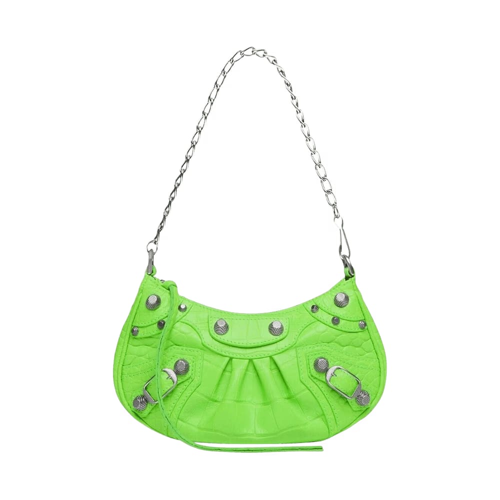 Balenciaga Le Cagole Mini Purse With Chain Acid Green