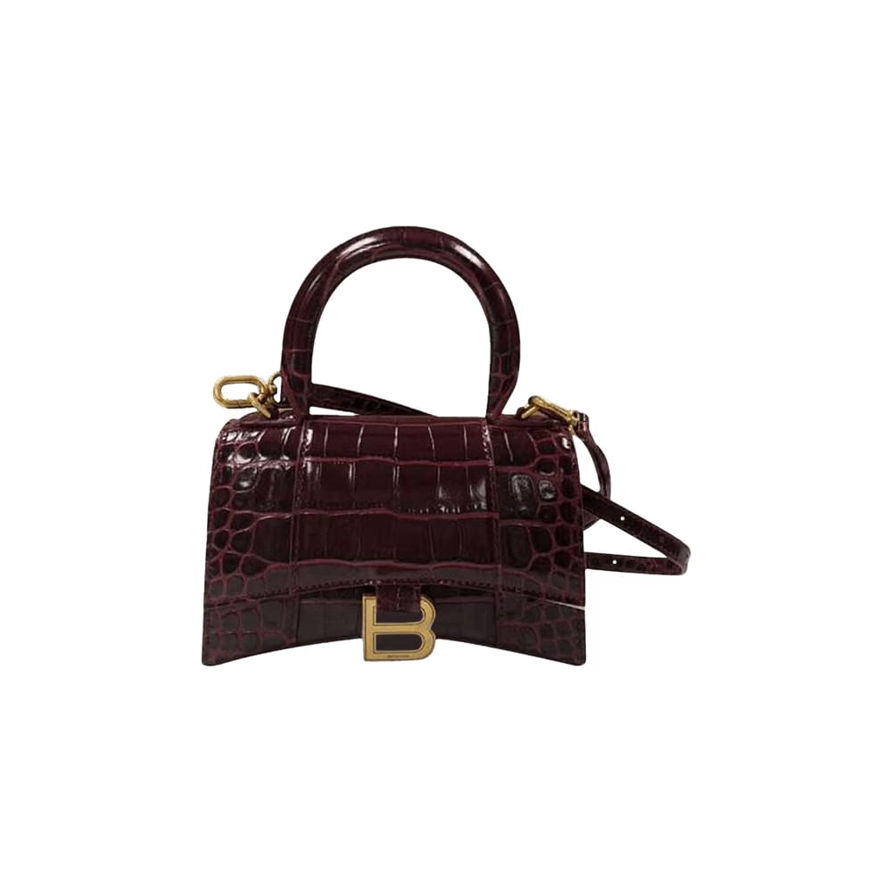 Balenciaga Hourglass XS Top Handle Bag Dark Red