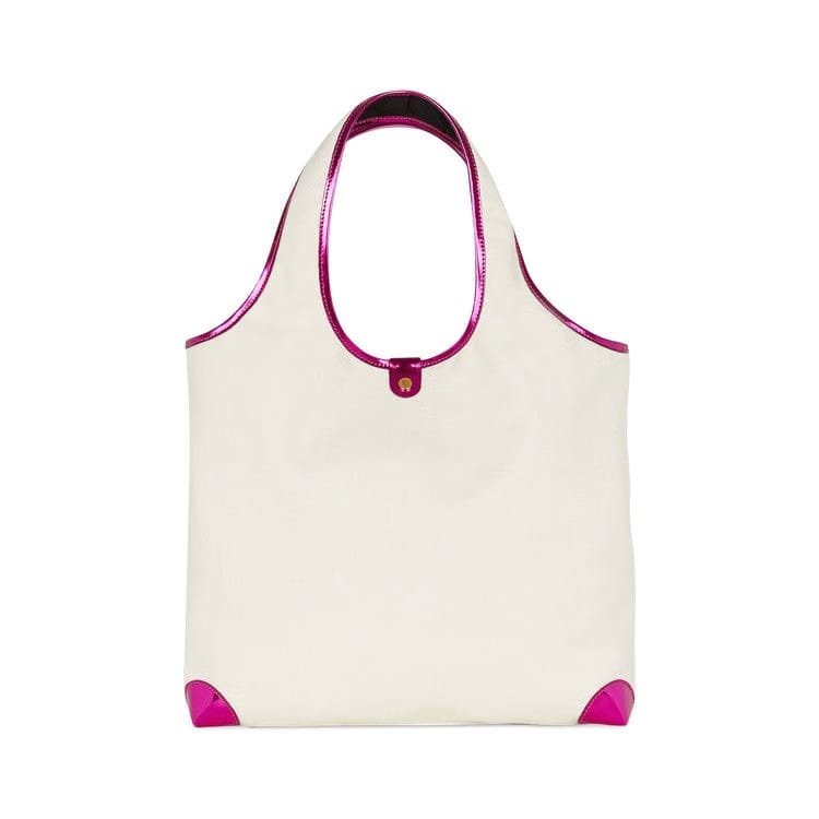Balmain Mirror Effect Leather And Canvas Grocery Bag Pink