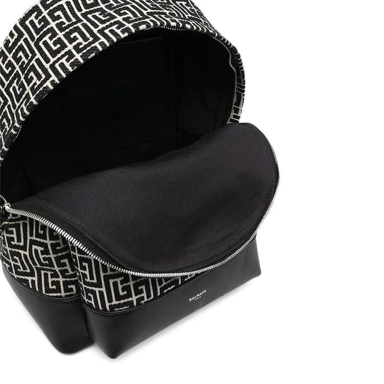 Balmain 1945 City Monogram Jacquard Backpack Ivoire/Noir