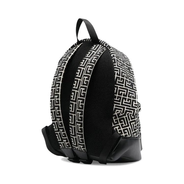 Balmain 1945 City Monogram Jacquard Backpack Ivoire/Noir