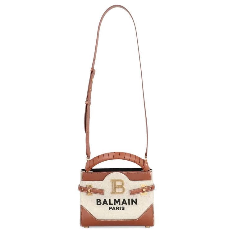 Balmain B-Buzz 22 Top Handle Handbag Natural/Brown