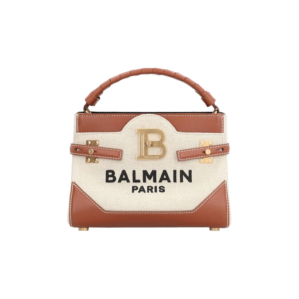 Balmain B-Buzz 22 Top Handle Handbag Natural/Brown
