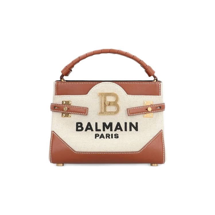 Balmain B-Buzz 22 Top Handle Handbag Natural/Brown