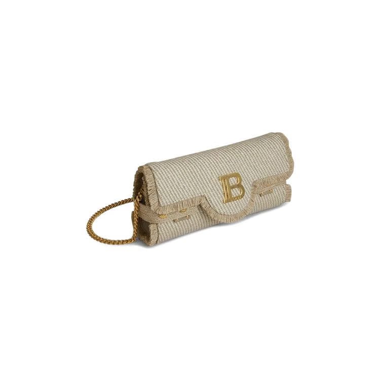 Balmain B Buzz Raffia Effect Shoulder Bag Natural