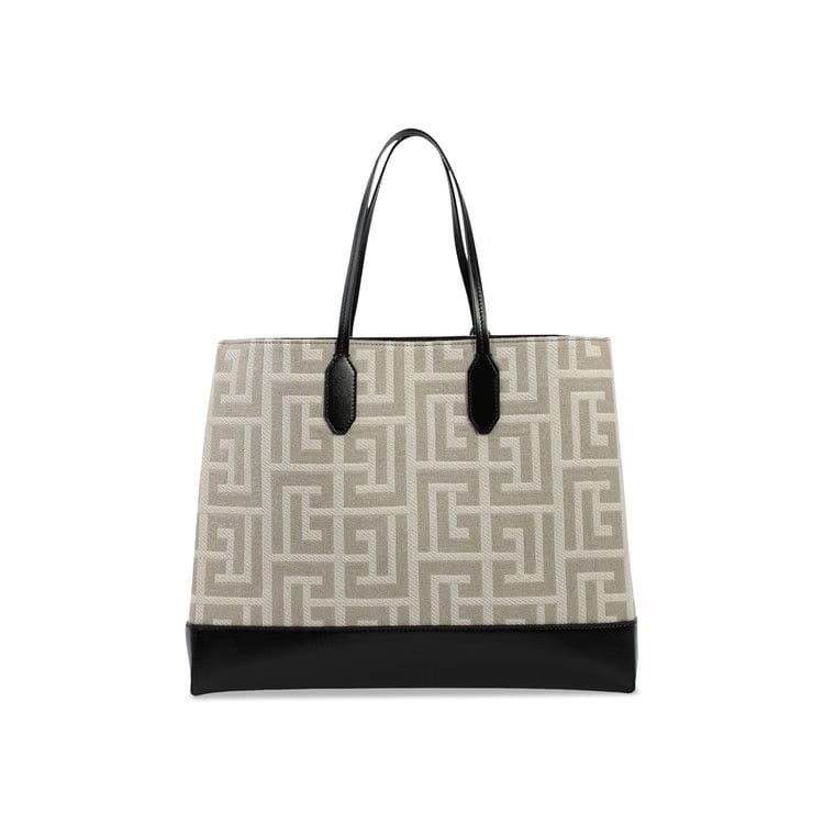 Balmain Monogram Jacquard Shopper Bag Black