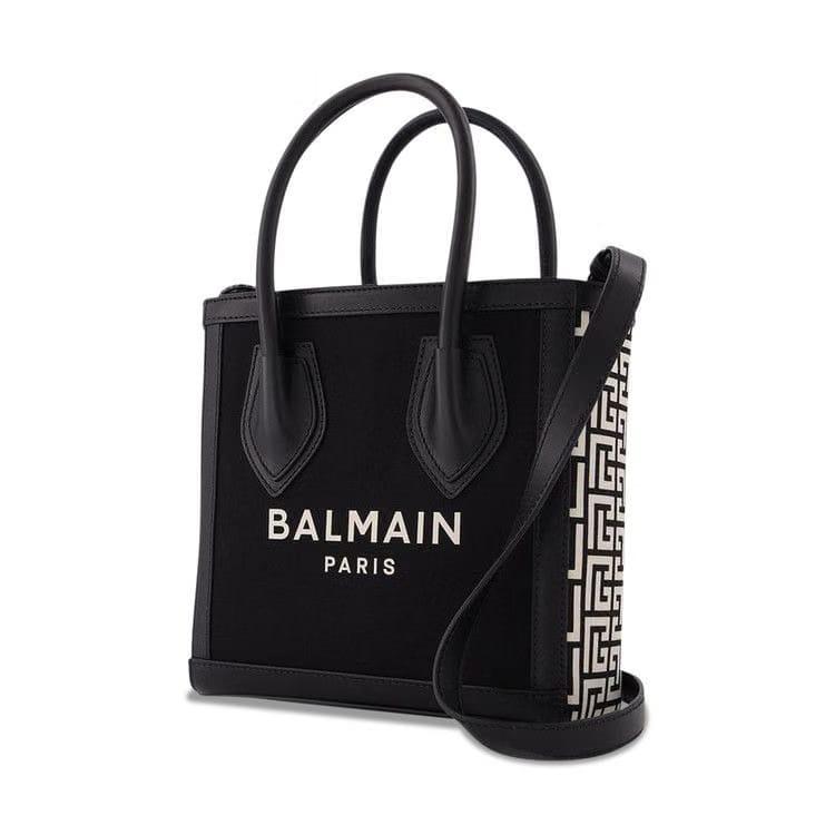Balmain B-Army Monogram Logo Shopper Bag Black