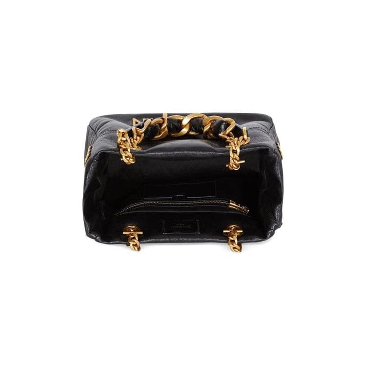 Balmain 1945 Soft Crinkled Leather Tote Bag Black