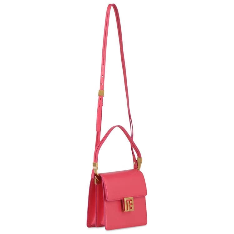 Balmain Ely Leather Shoulder Bag Pink