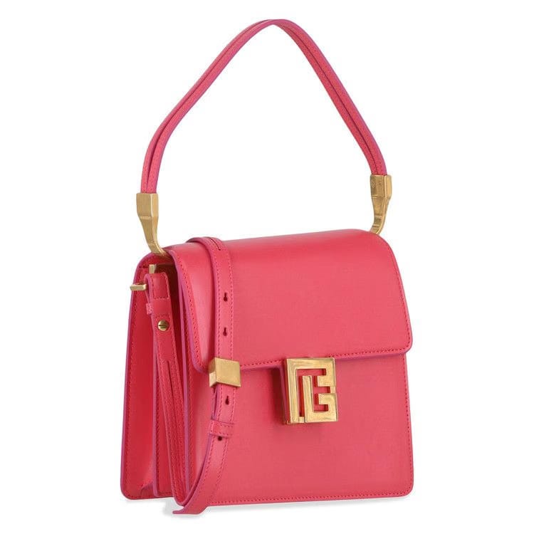 Balmain Ely Leather Shoulder Bag Pink