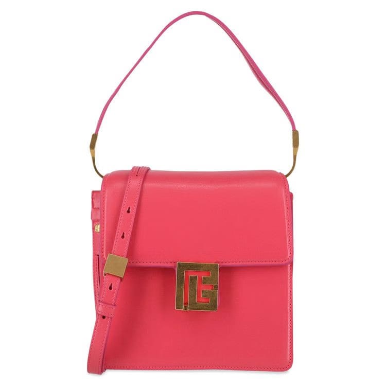 Balmain Ely Leather Shoulder Bag Pink